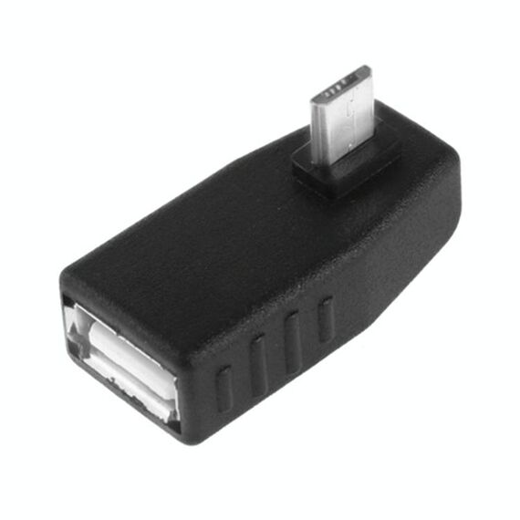 Adattatore AF da micro USB maschio a USB 2.0 con angolo di 90 gradi, supporto funzione OTG (nero)