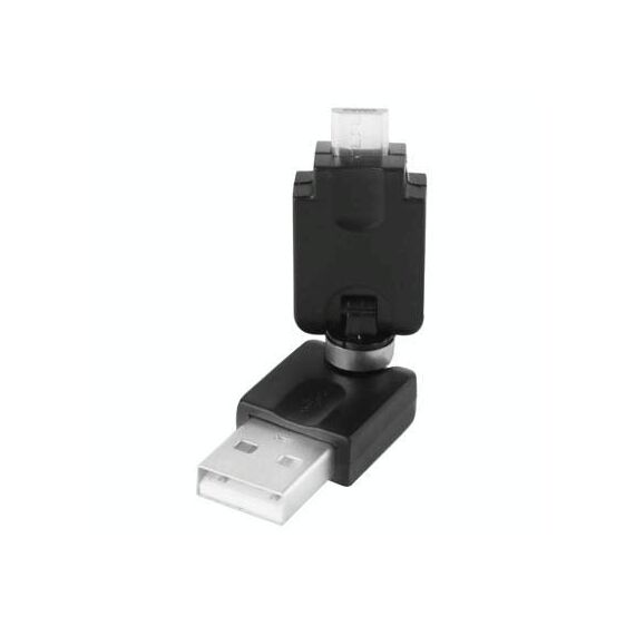 Adattatore girevole da USB 2.0 AM a Micro USB a 360 gradi per Galaxy S IV / i9500 / S III / i9300 / Note II / N7100 / i9220 / i9100 / i9082 / Nokia / LG / BlackBerry / HTC One X / Amazon Kindle / Sony Xperia ecc. ( Nero)