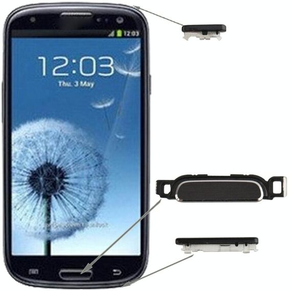 Per Galaxy SIII / i9300 Tasto Home di alta qualità + tasto di accensione + tasto del volume (nero)