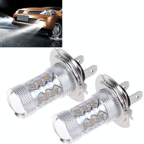 2 PCS H7 800 Lumen 80W 16-3535-LED 6000K Luce bianca per auto LED Fendinebbia, DC 12-24V