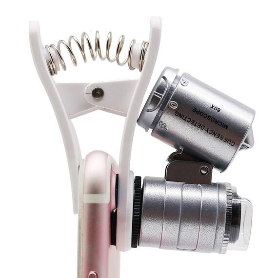 Microscopio per telefono a LED da clip universale 60x / microbiente
