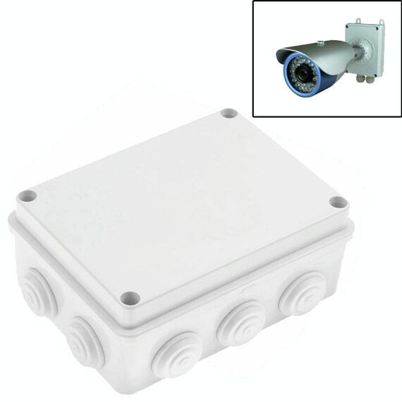 Scatola di alimentazione impermeabile in plastica per telecamere di sorveglianza, dimensioni: 15 cm x 11 cm x 7 cm (bianco)