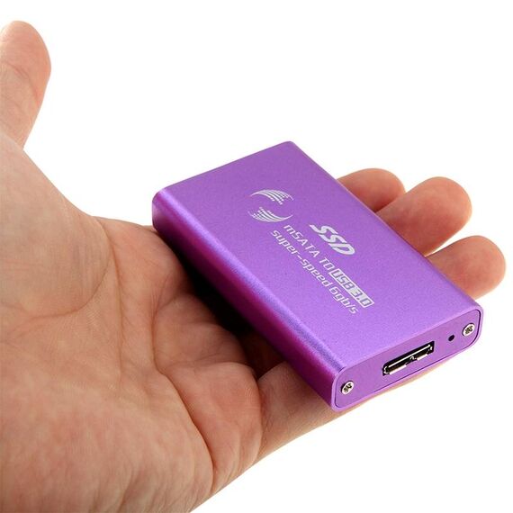 Custodia per disco a stato solido SSD da 6 GB / s mSATA a disco rigido USB 3.0 (viola)