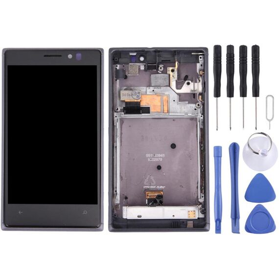 Display LCD + pannello touch con cornice per Nokia Lumia 925 (nero)
