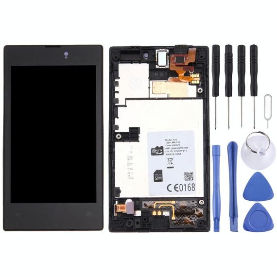 Display LCD + pannello touch con cornice per Nokia Lumia 520 (nero)