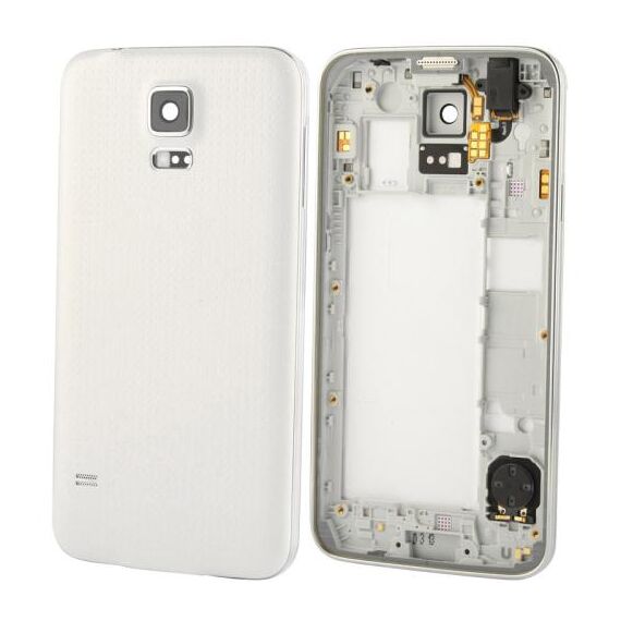 Per Galaxy S5 / G900 Scheda centrale LCD originale (versione doppia scheda) con cavo pulsante e cover posteriore, (bianco)