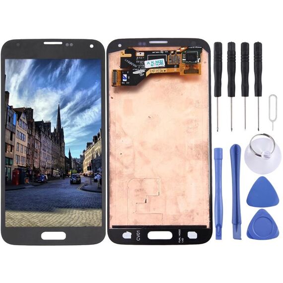 Schermo LCD originale e digitalizzatore assemblaggio completo per Galaxy S5 / G9006V / G900F / G900A / G900I / G900M / G900V (nero)