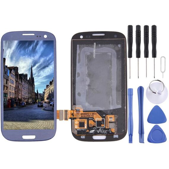 Schermo LCD originale Super AMOLED per Galaxy SIII / i9300 con digitalizzatore assemblaggio completo (blu scuro)