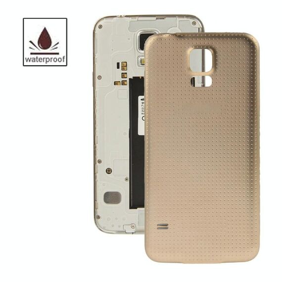 Per Galaxy S5 / G900 Coperchio dello sportello dell'alloggiamento della batteria in materiale plastico di alta qualità con funzione impermeabile (oro)