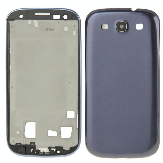 Per Galaxy S III / i747 Full Housing LCD Frame Bezel Plate + Cover posteriore (blu)