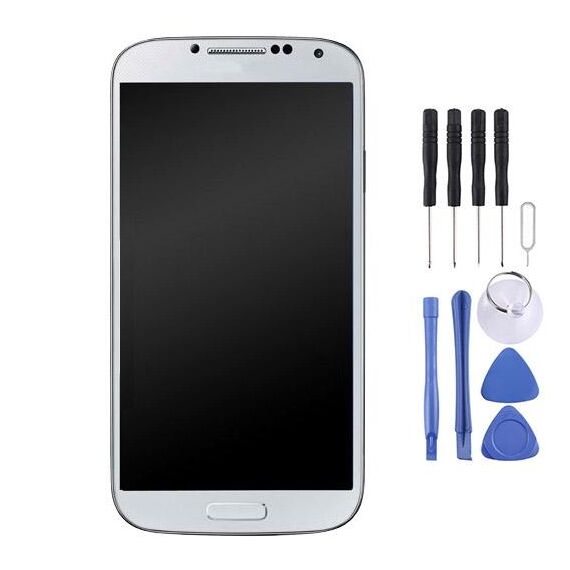 Display LCD originale + pannello touch con cornice per Galaxy S4 / i9505 (bianco)