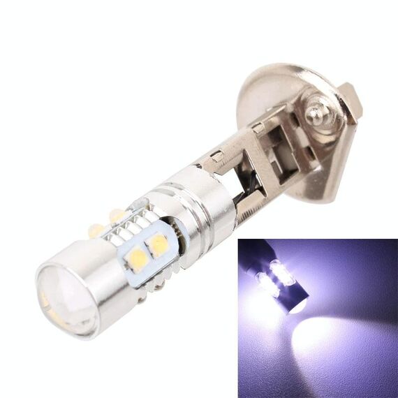 H1 50W 600LM 5500K Luce bianca 10 SMD-2828-LED Fendinebbia per auto, corrente costante, DC12-24V (luce bianca)