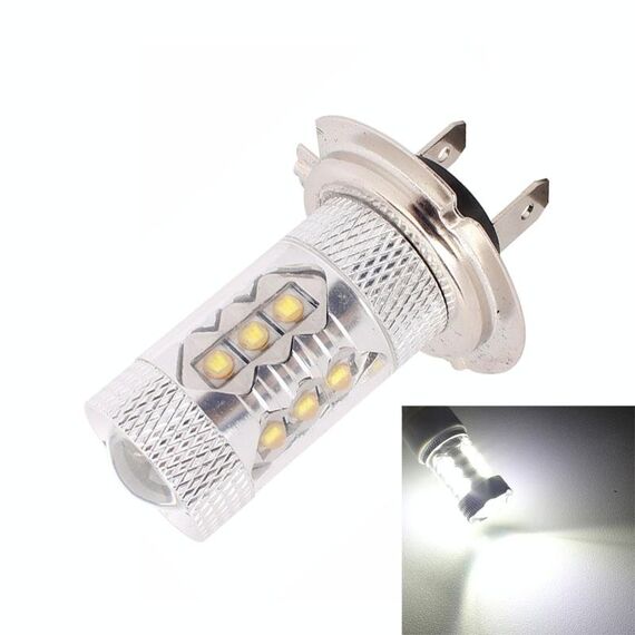H7 80W 800LM 6500K Luce bianca 16-3535-LED Fendinebbia per auto, corrente costante, DC12-24V (luce bianca)
