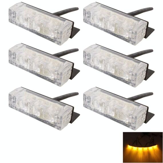 6W 450LM 6 x 3 LED Luce gialla 577nm Lampada di segnalazione lampeggiante stroboscopica per auto, CC 12V