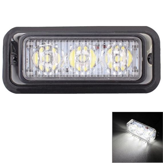 9W 540LM 6500K Lampada di segnalazione lampeggiante per auto a 3 LED con luce bianca cablata, DC12V, Lunghezza cavo: 95 cm