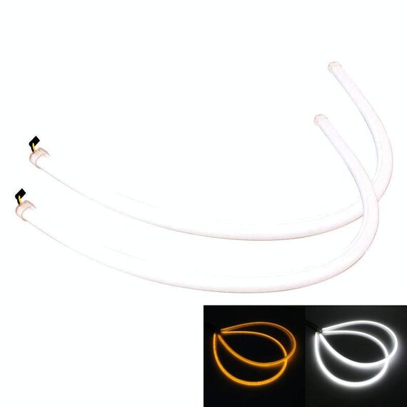 2 PCS 6W 360LM 6500K 597-577nm Luce di marcia diurna con tubo LED cablato bianco + giallo Lampada di sterzo DRL, DC12V, Lunghezza lampada: 60 cm