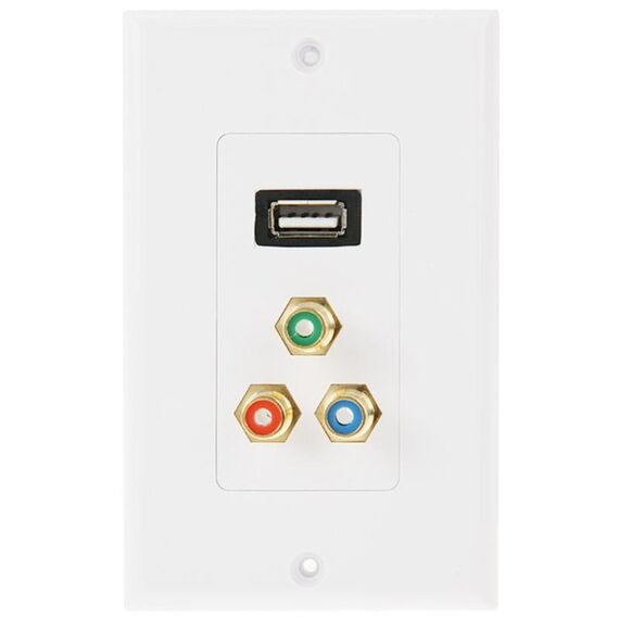 Spina femmina USB 2.0 + 3 connettori femmina RCA pannello a parete