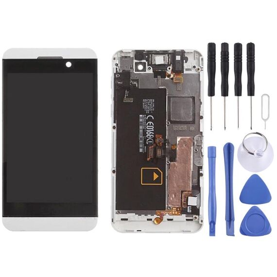 Schermo LCD OEM per BlackBerry Z10 4G Digitizer Assemblaggio completo con cornice (bianco)