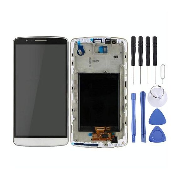 Display LCD + pannello touch con cornice per LG G3 / D850 / D851 / D855 / VS985 (bianco)