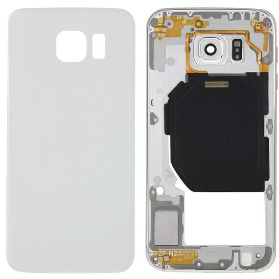 Per Galaxy S6 / G920F Copertura completa dell'alloggiamento (Piastra posteriore Custodia Pannello obiettivo fotocamera + Coperchio posteriore batteria) (Bianco)