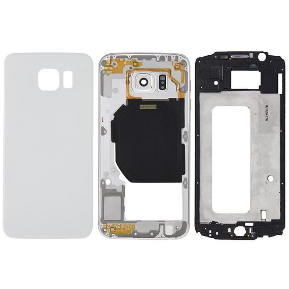 Per Galaxy S6 / G920F Copertura completa dell'alloggiamento (alloggiamento frontale cornice cornice LCD + piastra posteriore alloggiamento pannello obiettivo fotocamera + coperchio posteriore batteria) (bianco)