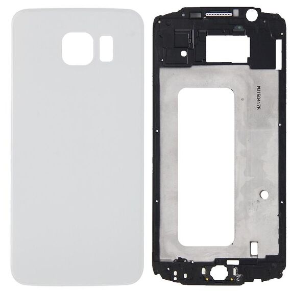 Per Galaxy S6 / G920F Copertura completa dell'alloggiamento (Piastra della cornice del telaio LCD dell'alloggiamento anteriore + Coperchio posteriore della batteria) (Bianco)