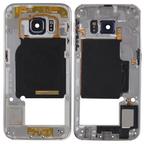 Per Galaxy S6 Edge / G925 Piastra posteriore Custodia Pannello obiettivo fotocamera con tasti laterali e cicalino suoneria altoparlante (grigio)