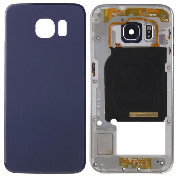 Per Galaxy S6 Edge / G925 Copertura completa dell'alloggiamento (Pannello dell'obiettivo della fotocamera dell'alloggiamento della piastra posteriore + Coperchio posteriore della batteria) (Blu)