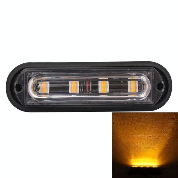 12W 720LM Luce gialla a 4 LED 18 modelli di lampeggiamento Lampada spia di emergenza stroboscopica per auto, CC 12V