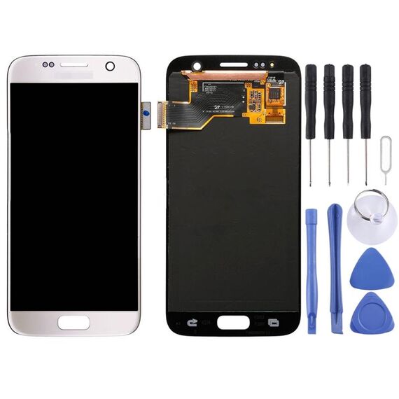 Display LCD originale + pannello touch per Galaxy S7 / G9300 / G930F / G930A / G930V, G930FG, 930FD, G930W8, G930T, G930U (bianco)