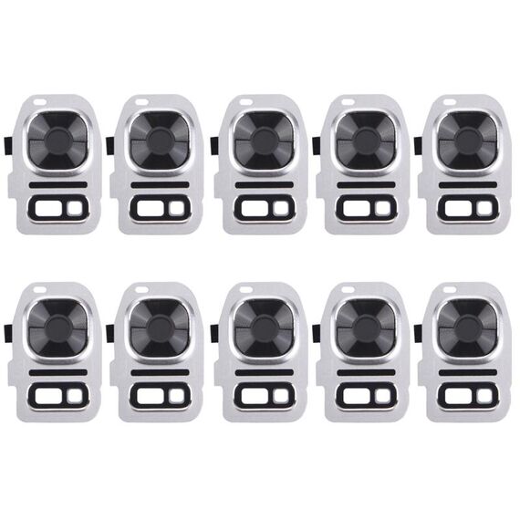 Per Galaxy S7 / G930 10 pezzi copriobiettivo fotocamera posteriore + staffa torcia (argento)