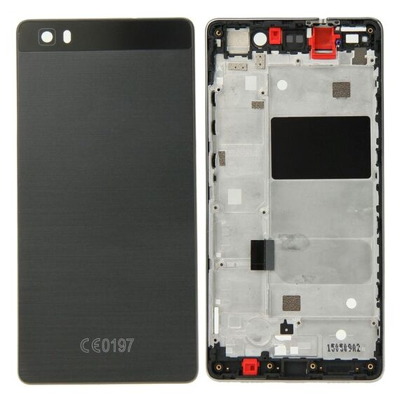 Per Huawei P8 Lite Cover Full Housing (Frontalino LCD Frame Cornice Cornice + Cover Posteriore Batteria) (Nero)