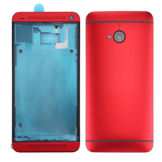 Coperchio dell'alloggiamento completo (piastra cornice cornice LCD alloggiamento anteriore + coperchio posteriore) per HTC One M7 / 801e (rosso)