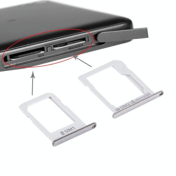 Per Galaxy E5 (versione Dual SIM) Vassoio scheda SIM + Vassoio scheda Micro SD / SIM (argento)
