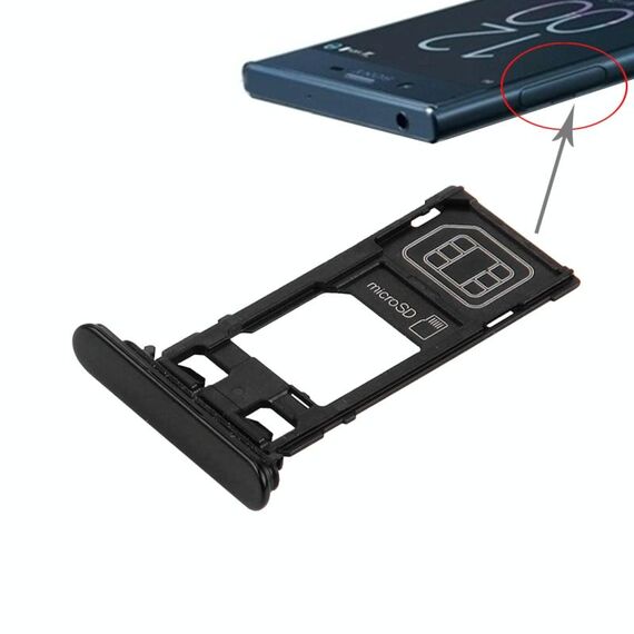Vassoio scheda SIM + vassoio scheda micro SD per Sony Xperia XZ (versione SIM singola) (nero)
