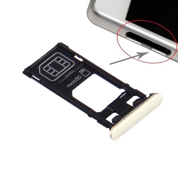 Vassoio scheda SIM + Vassoio scheda micro SD + Porta slot per scheda Tappo antipolvere per Sony Xperia X (versione SIM singola) (Lime Gold)