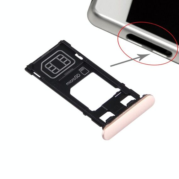 Vassoio per scheda SIM + Vassoio per scheda Micro SD + Porta per slot per scheda Tappo antipolvere per Sony Xperia X (versione SIM singola) (Oro rosa)