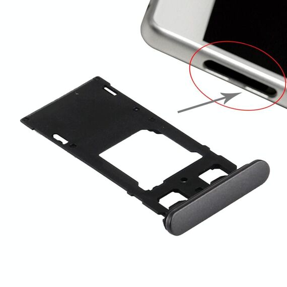 Vassoio scheda SIM + Vassoio scheda micro SD / SIM + Porta slot per scheda Tappo antipolvere per Sony Xperia X (versione doppia SIM) (Nero grafite)
