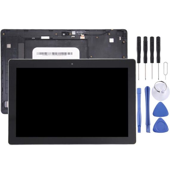 Schermo LCD OEM per Asus ZenPad 10 Z300C / Z300CG P023, digitalizzatore versione cavo flessibile verde assemblaggio completo con cornice (nero)