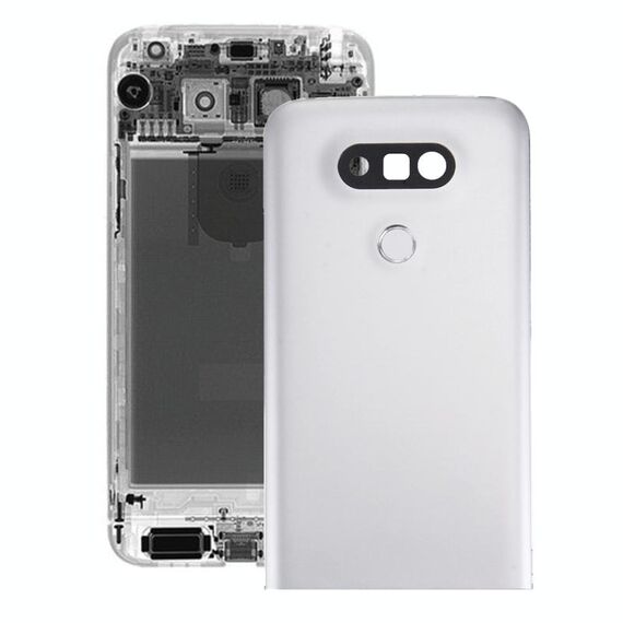 Cover posteriore in metallo con obiettivo fotocamera posteriore e pulsante per impronte digitali per LG G5 (argento)
