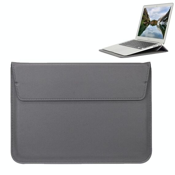 Custodia universale in pelle PU stile busta con supporto per notebook ultrasottile Tablet PC 15,4 pollici, dimensioni: 39x28x1,5 cm (grigio)
