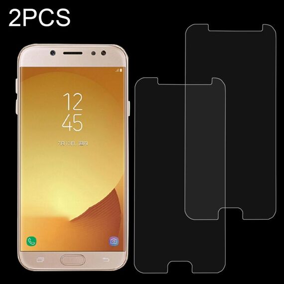 2 PCS per Galaxy J7 (2017) (versione UE) 0.26mm 9H Durezza superficiale 2.5D Pellicola per schermo in vetro temperato non a schermo intero a prova di esplosione