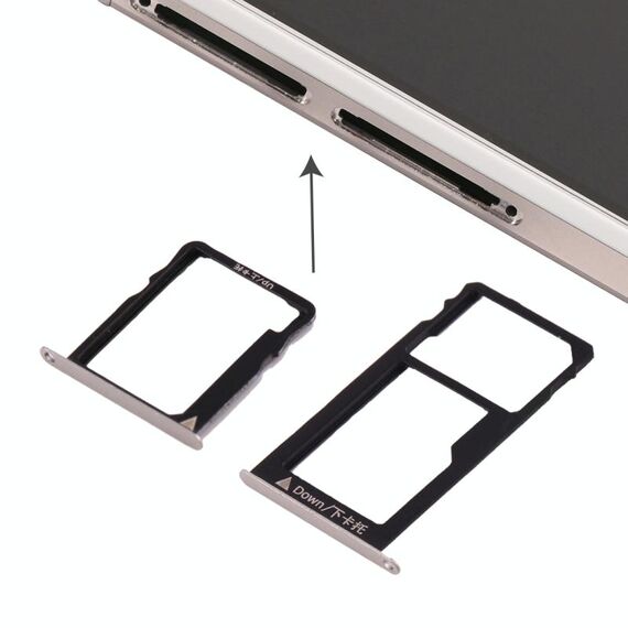 Per Huawei Honor 5X / GR5 Vassoio scheda micro SIM + vassoio scheda Nano SIM e micro SD (argento)