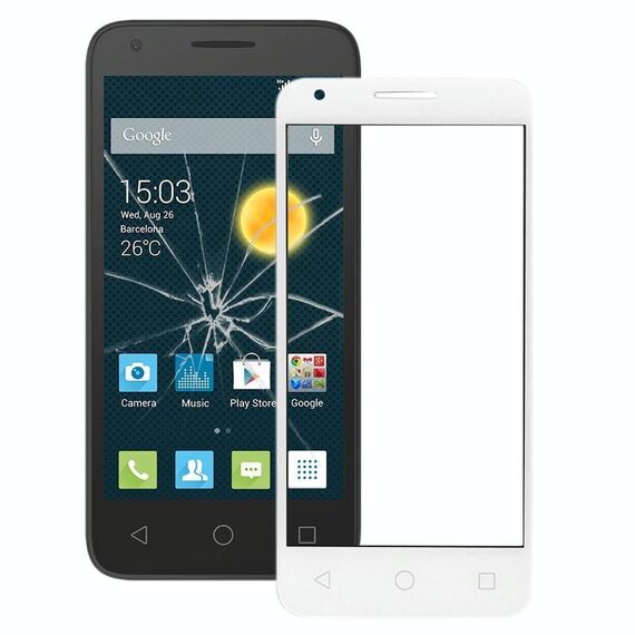 Per Alcatel One Touch Pixi 3 4.5 / 4027 Lente in vetro esterno per schermo anteriore (bianco)