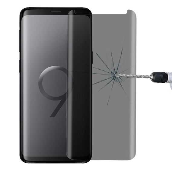 Per Galaxy S9 + 0.3mm 9H Durezza superficiale 3D Privacy Pellicola protettiva in vetro temperato antiriflesso (trasparente)