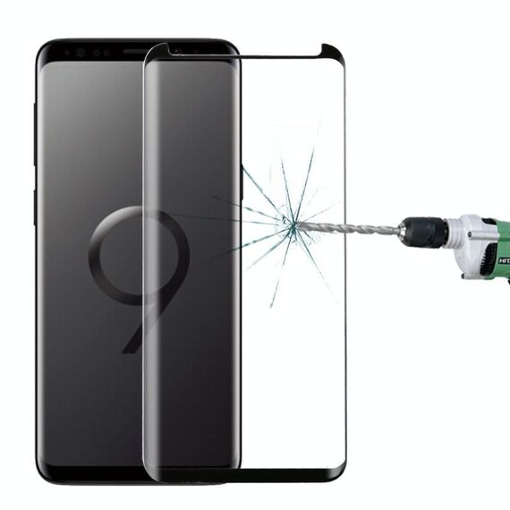 Per Galaxy S9 0.33mm 9H Durezza superficiale 3D Bordo curvo Anti-graffio Schermo non pieno Protezione per schermo in vetro completamente adesivo HD (nero)