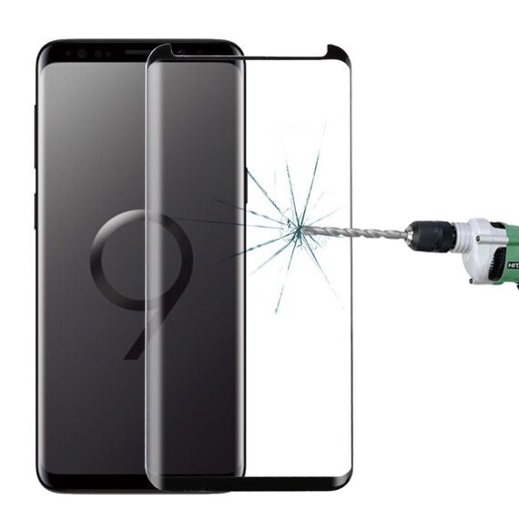 Per Galaxy S9 + 0,33 mm 9H Durezza superficiale Bordo curvo 3D Anti-graffio Schermo non pieno Pellicola protettiva in vetro completamente adesiva HD (nero)
