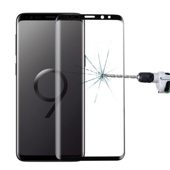 Per Galaxy S9 0,33 mm 9H Durezza superficiale Bordo curvo 3D Anti-graffio Schermo intero Pellicola protettiva in vetro completamente adesiva HD (nero)