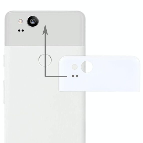 Google Pixel 2 Cover posteriore Copriobiettivo in vetro superiore (bianco)
