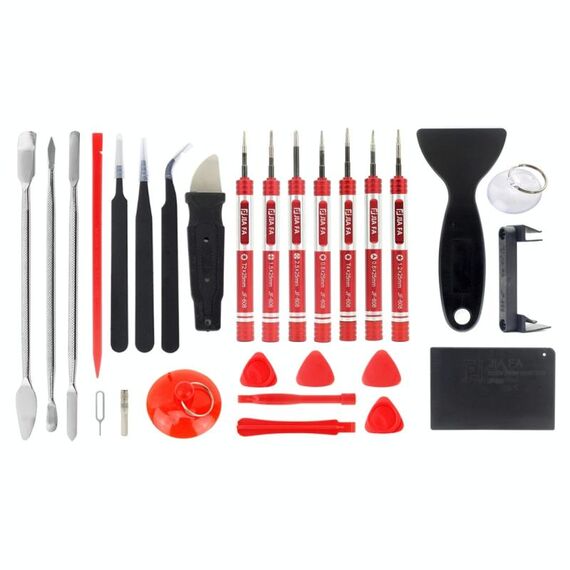 JIAFA JF-8175 28 in 1 kit di strumenti di riparazione elettronica con borsa portatile per riparare telefoni cellulari, iPhone, MacBook e altro